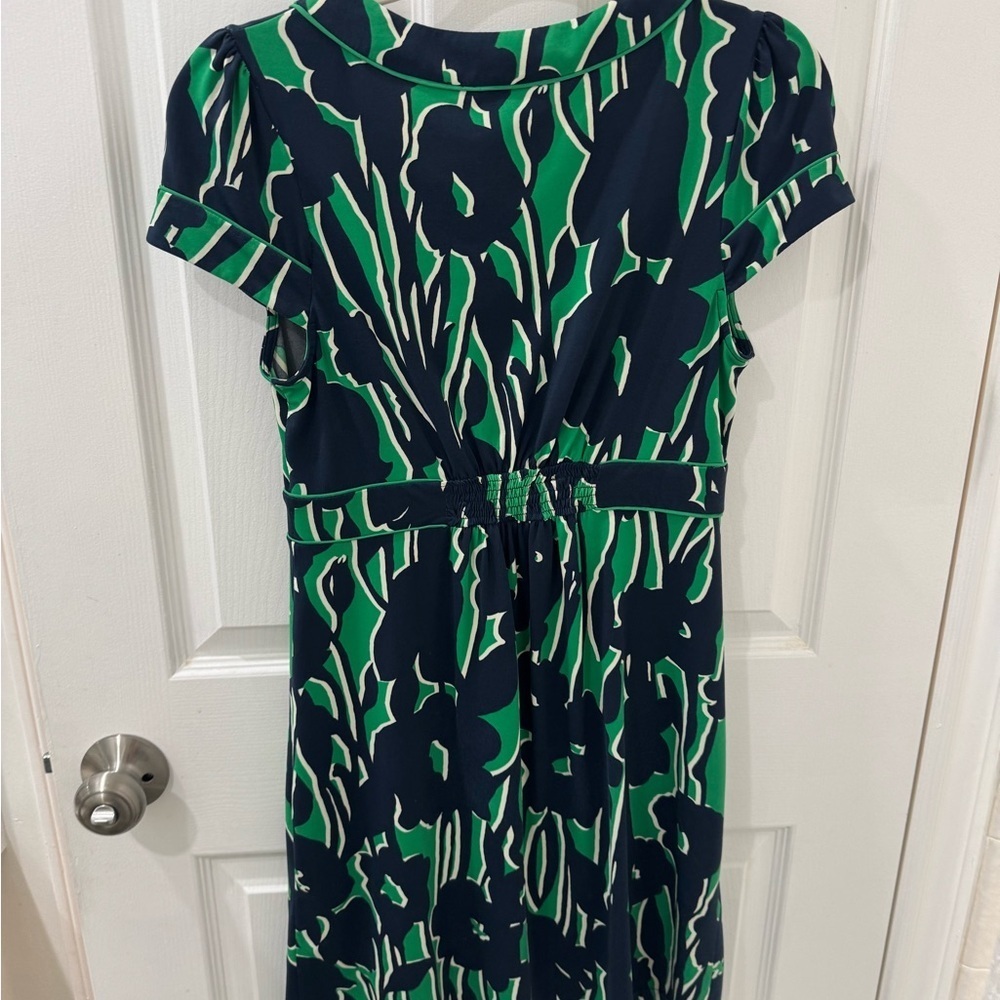 BCBGMaxAzria Navy and Green Floral Midi Dress Y2K Size S - Picture 2 of 3
